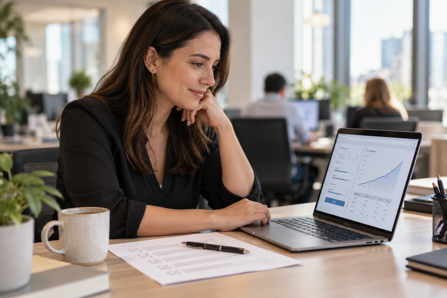 Employee reviewing home loan options at a desk during a financial education session