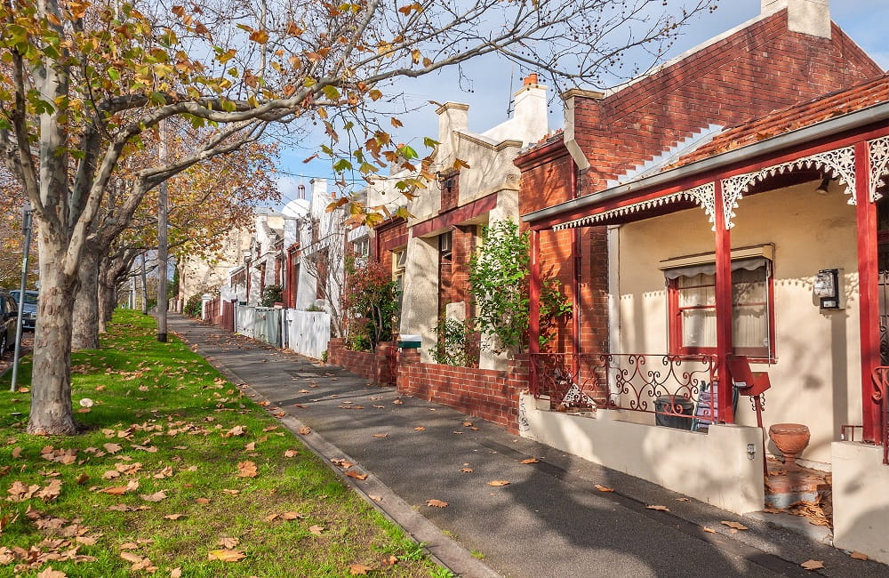 Historic terrace houses in Melbourne inner suburbs representing traditional Melbourne housing