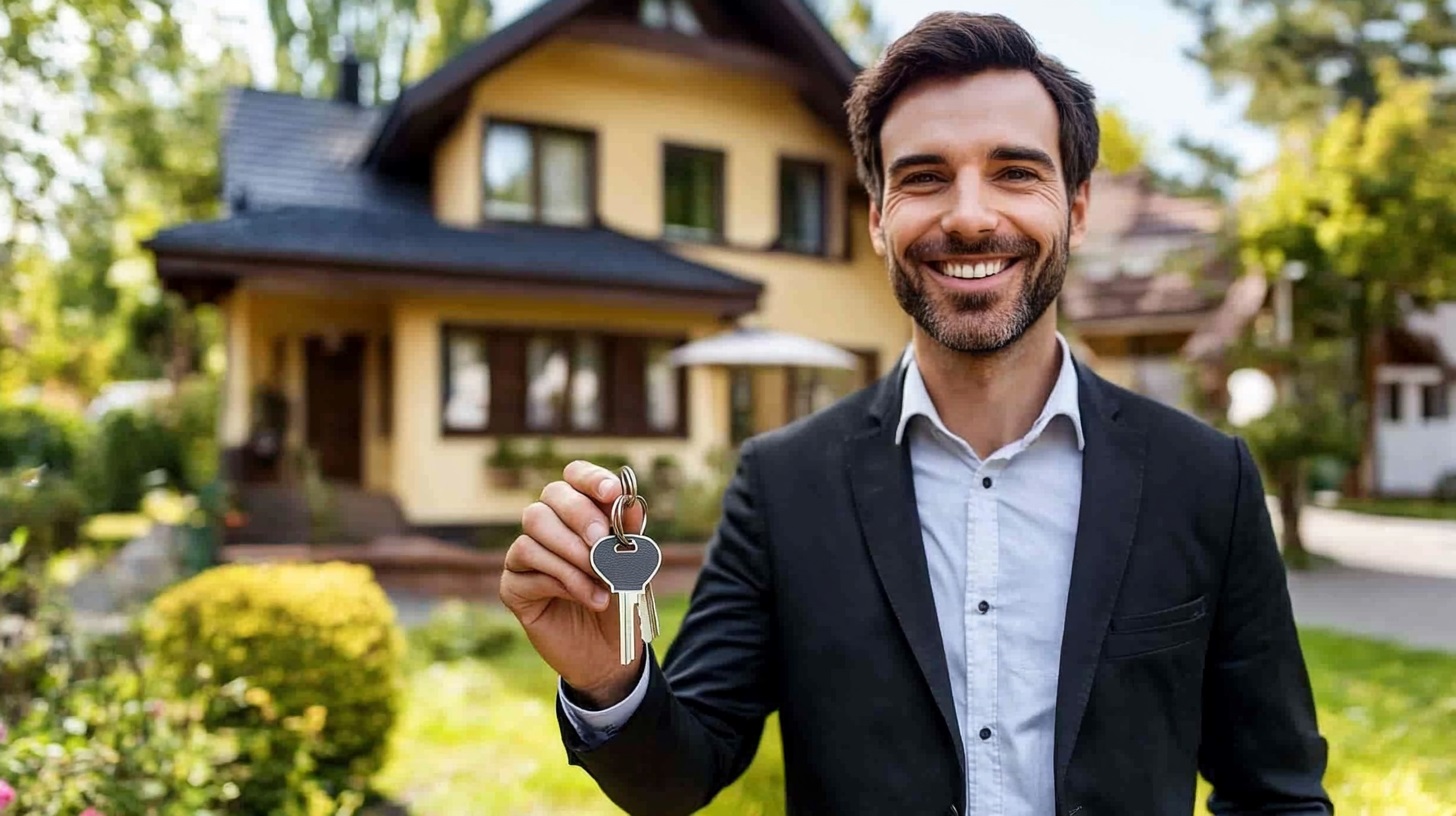 Property investor holding house keys after purchasing a positively geared investment property in Australia.