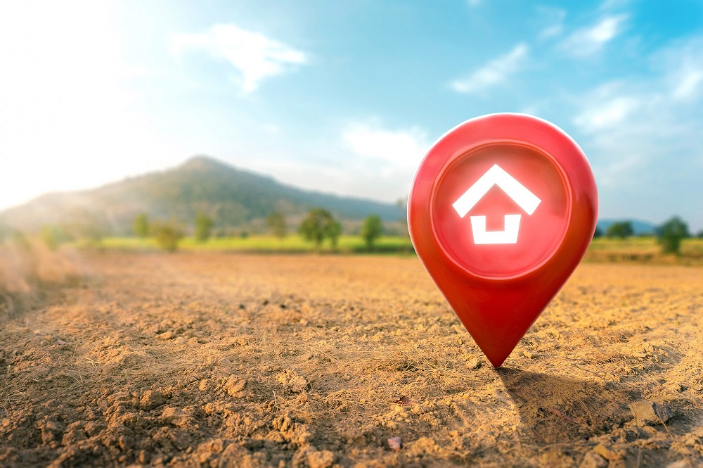 Land location marker representing property investment purchased through a trust in Australia.